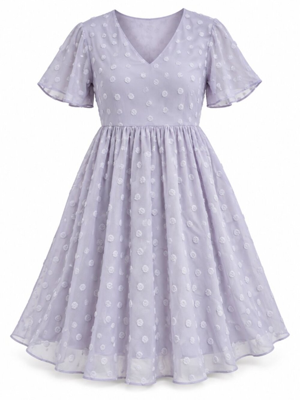 Amaryllis Lavender Swiss Dot Dress Size L